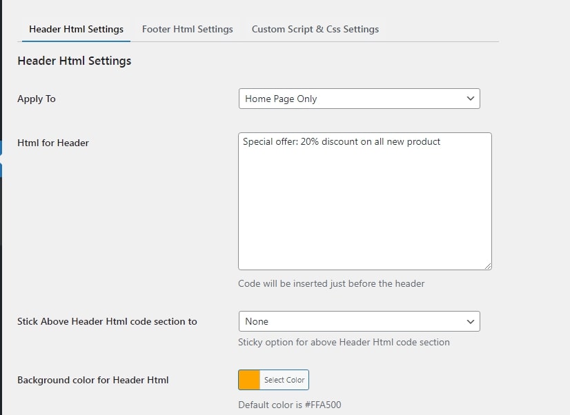 Header Footer Custom Html Global Header